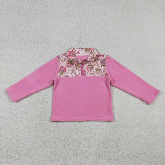 GT1504 Valentines Day Pink Plush Long Sleeve Girls Tops 202512 RTS