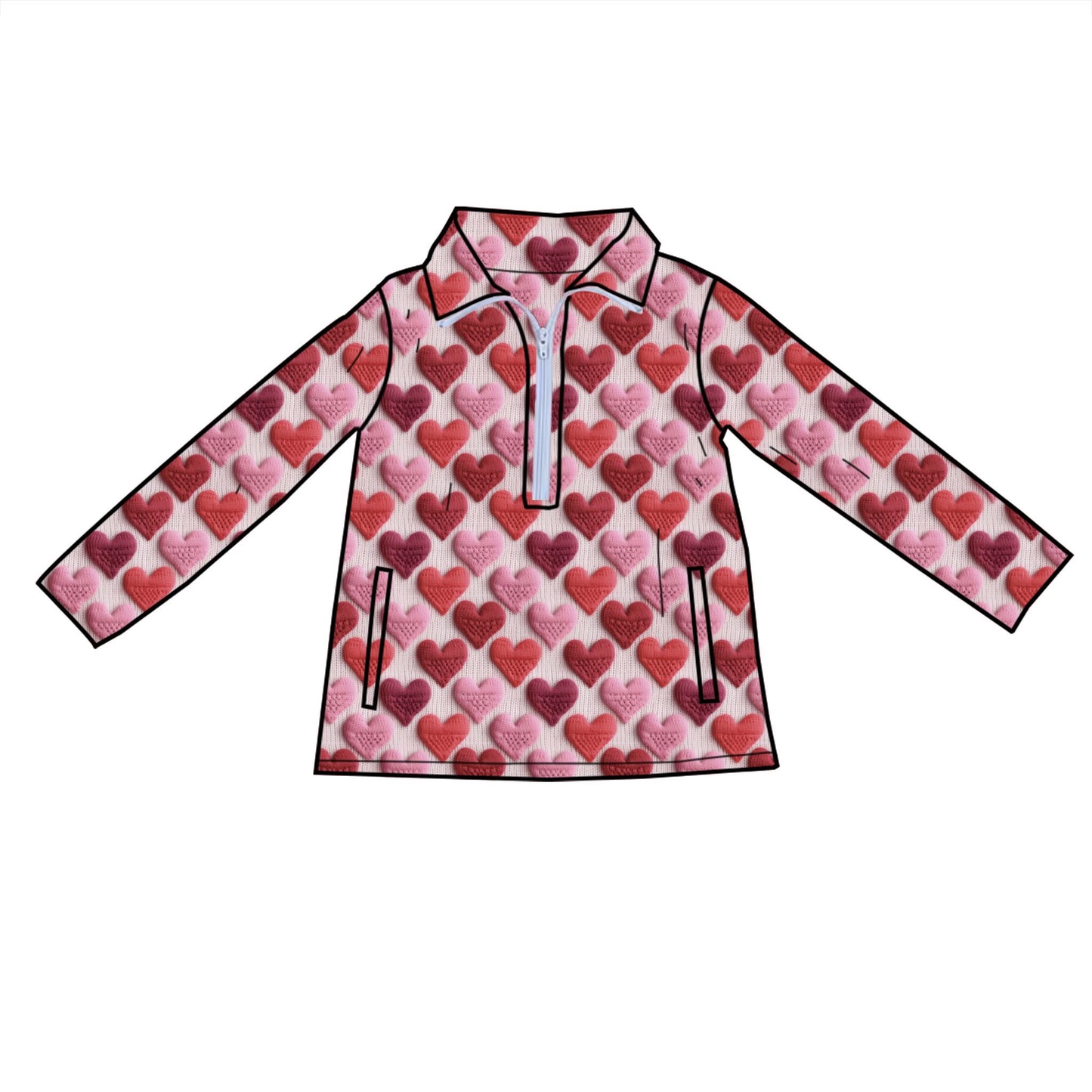 MOQ 5 PCS Preorder GT1548 Valentines Day Love Zipper Collar Long Sleeve Girls Yoga Tops 202512