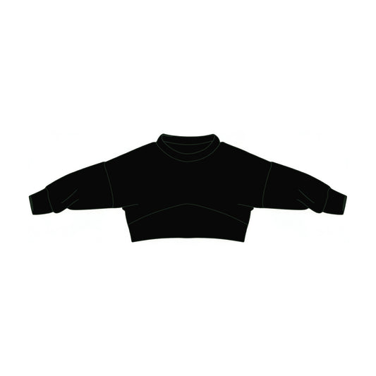 MOQ 5 PCS Preorder GT1558 Solid Black Long Sleeve Girls Tops 202512  (shorter in the front, longer in the back)