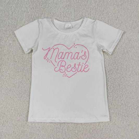 GT1565 MAMA'S BESTIR Love White Short Sleeve Girls Tops 20260119 RTS