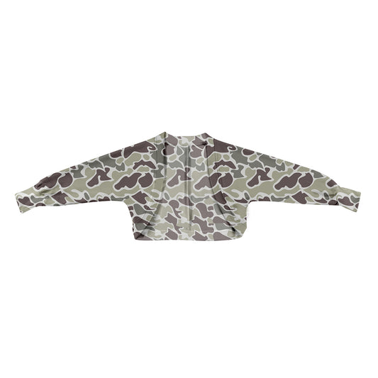 MOQ 5 Preorder GT1569 Gray Green Brown Camouflage Cardigan Yoga Long-Sleeve Girls Top 202512