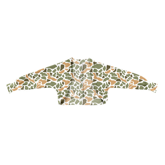 MOQ 5 PCS Preorder GT1575 Orange Green Camouflage Cardigan Yoga Long-Sleeve Girls Top 202512