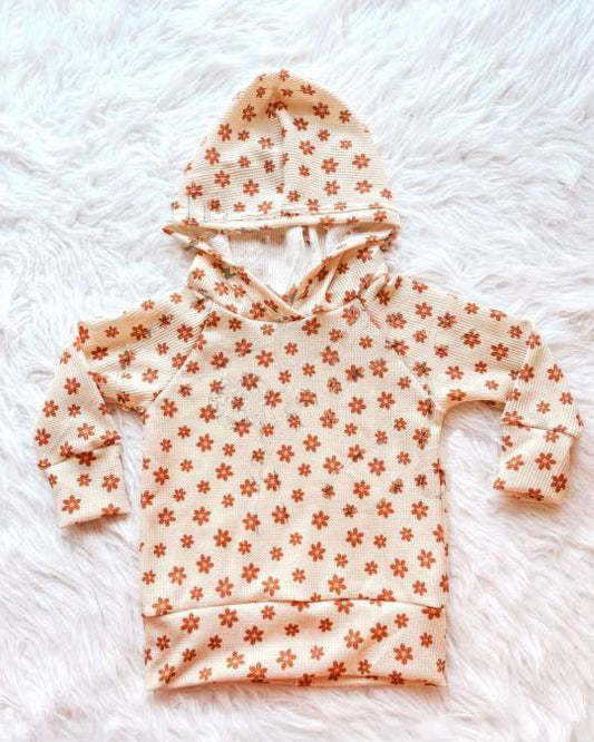 MOQ 5 PCS Preorder GT1577 Orange Flower Hooded Long Sleeve Girls Tops 202512