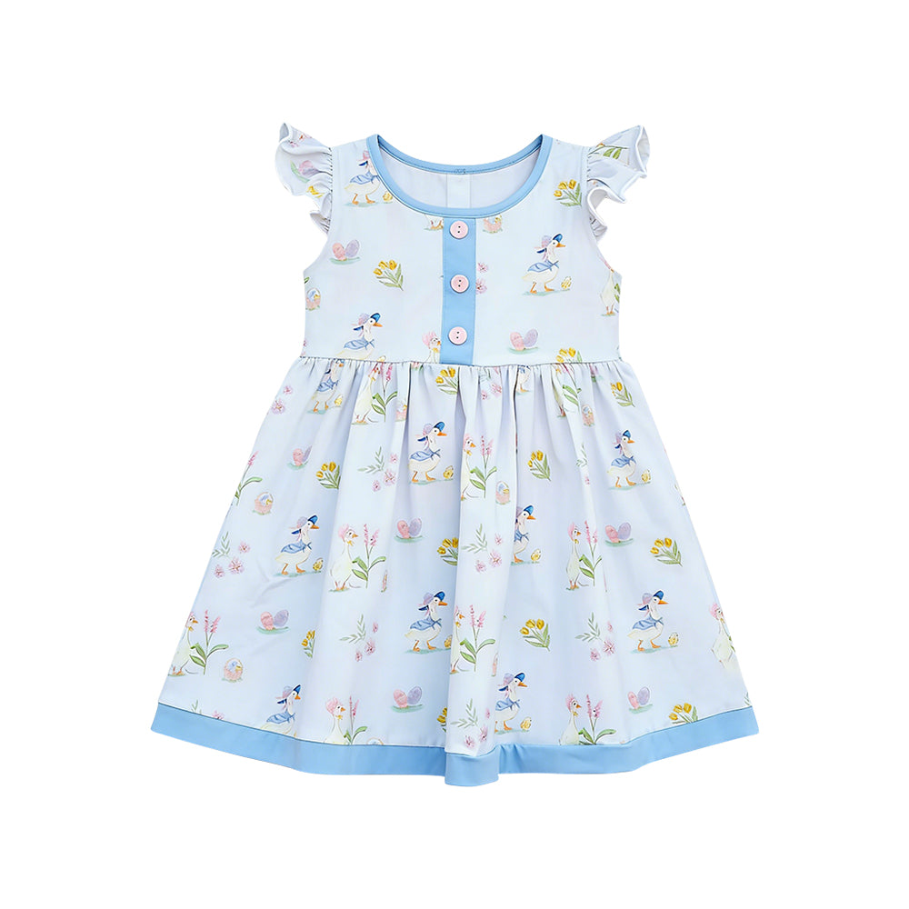 MOQ 5 PCS Preorder GT1581 Goose Flower Blue Flying Sleeve Girls Tops 202601