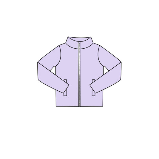 MOQ 5 PCS Preorder GT1612 Solid Light Purple Zipper Long Sleeve Girls Yoga Tops 202602