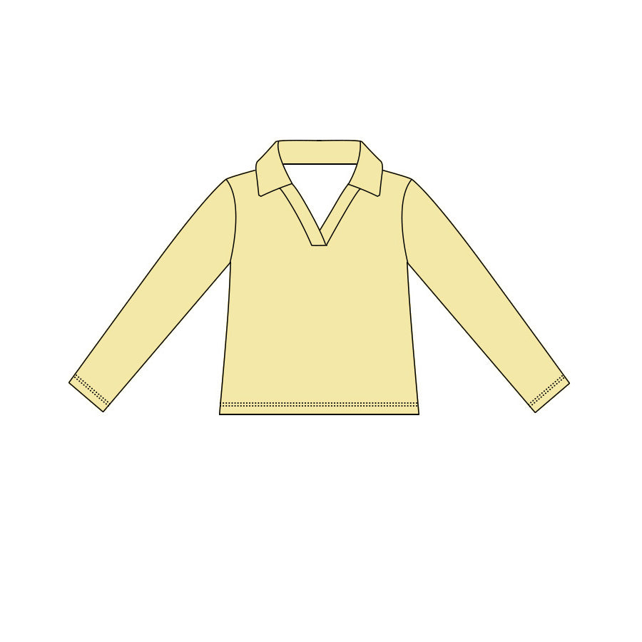 MOQ 5 PCS Preorder GT1627 Solid Yellow V-Neck Long Sleeve Girls Yoga Tops 202604