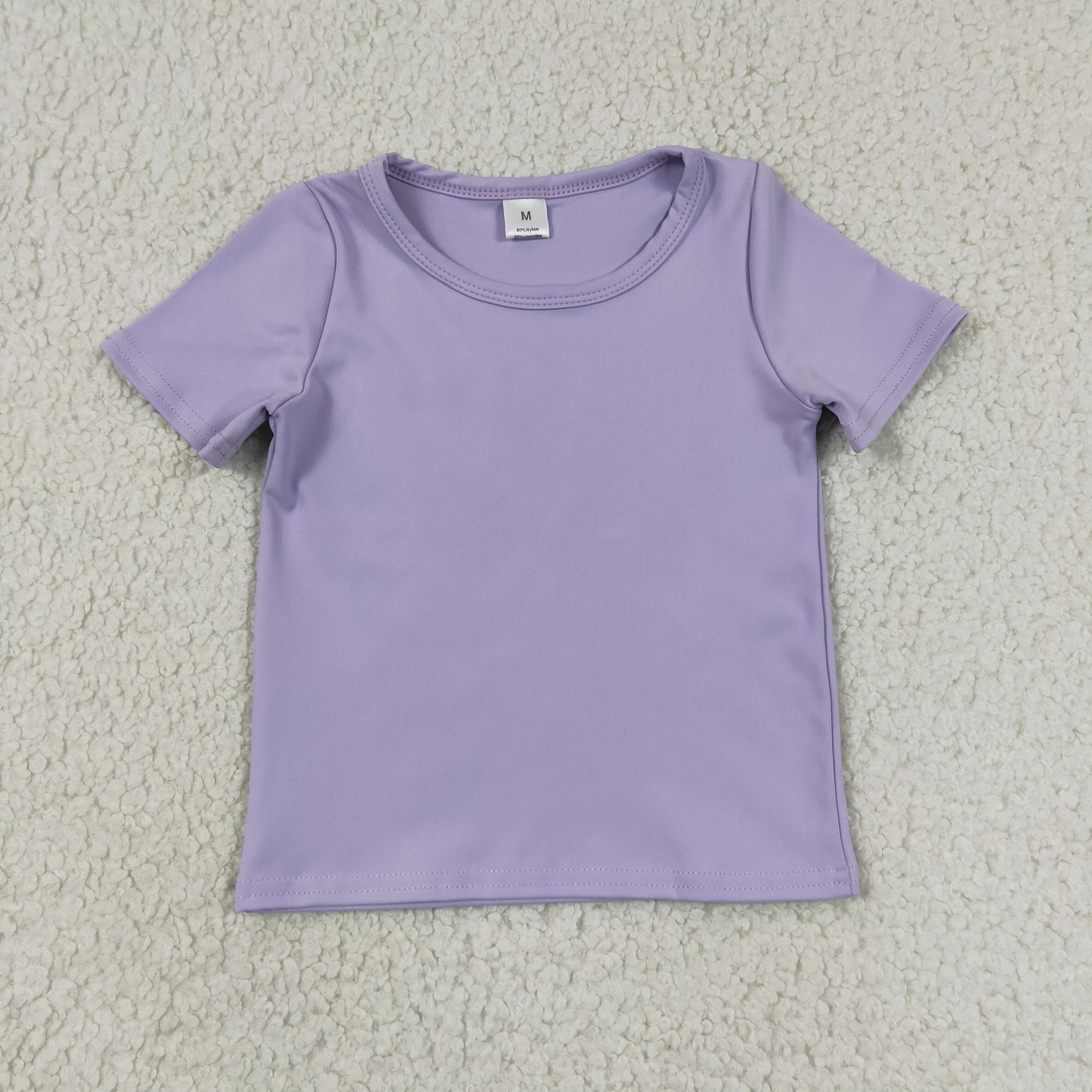 GT1628 Solid Light Purple Short Sleeve Girls Yoga Tops 202606 RTS
