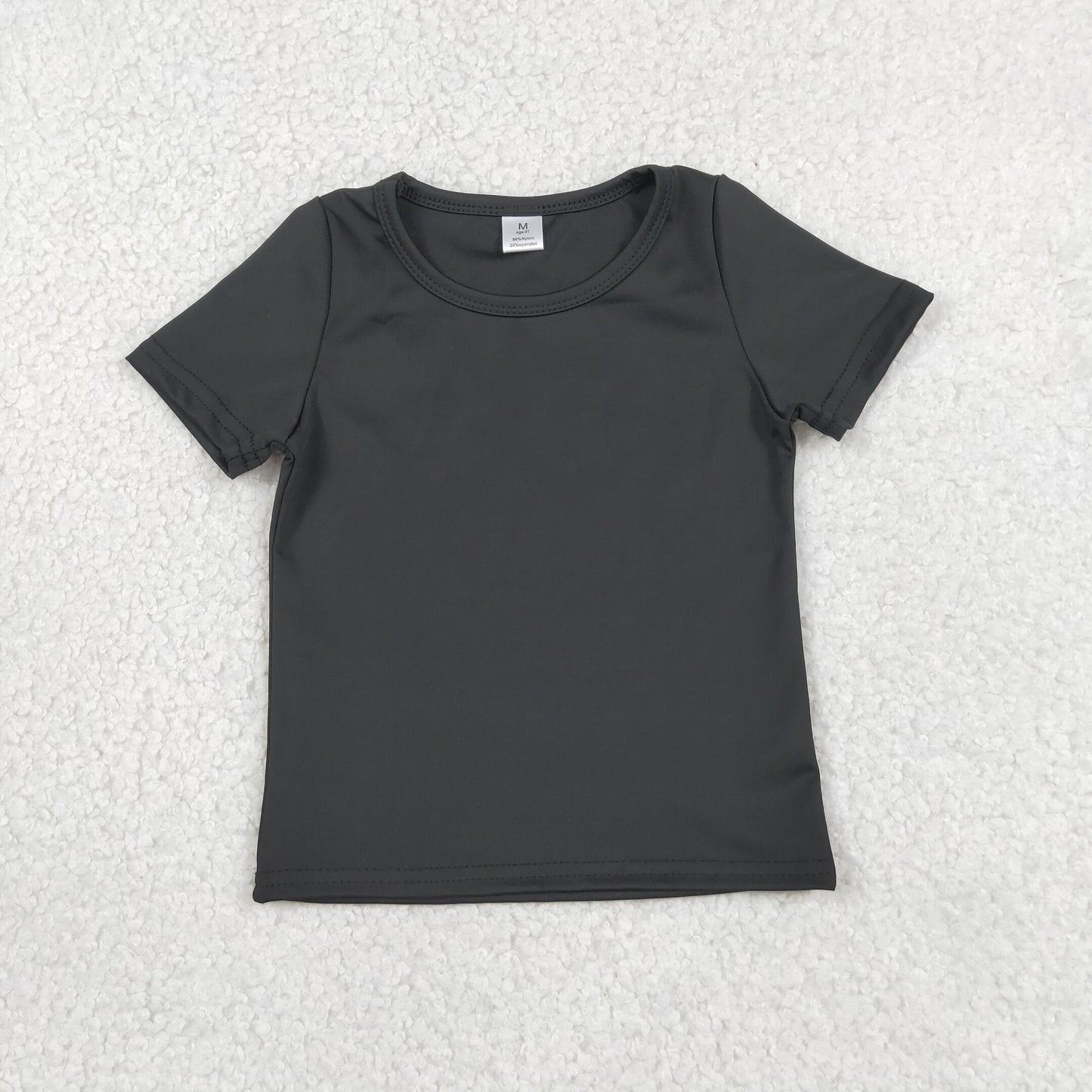 GT1629 Solid Black Short Sleeve Girls Yoga Tops 202605 RTS