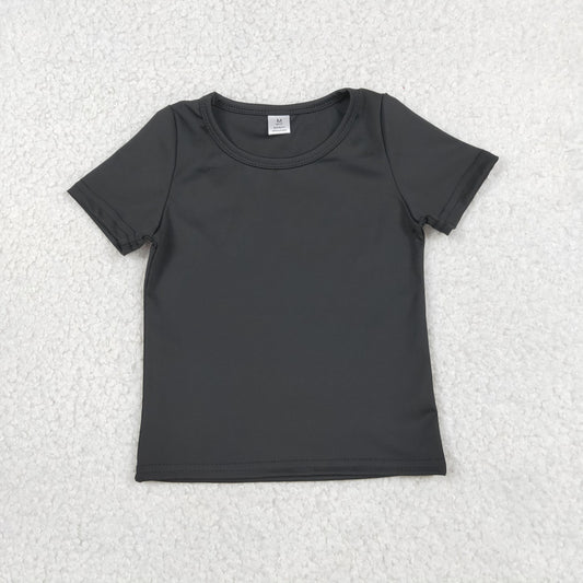 GT1629 Solid Black Short Sleeve Girls Yoga Tops 202605 RTS