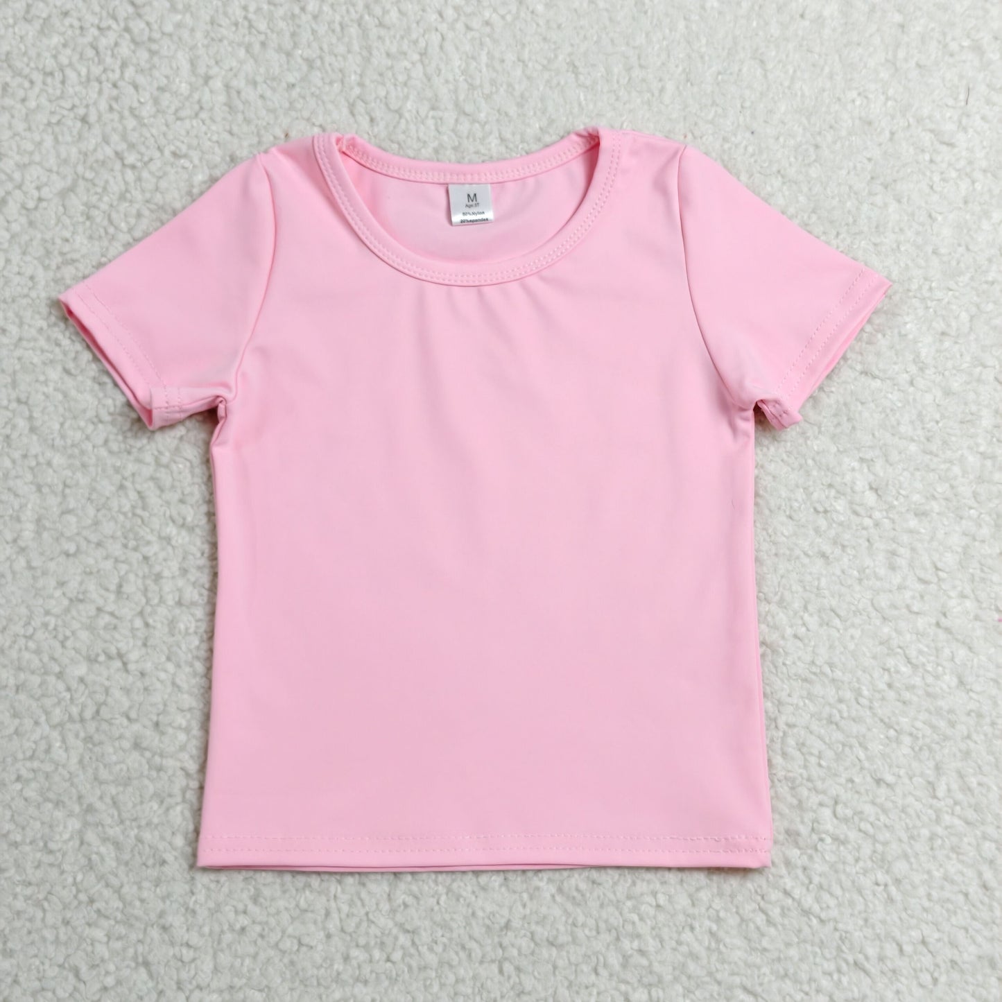 GT1630 Solid Pink Short Sleeve Girls Yoga Tops 202606 RTS