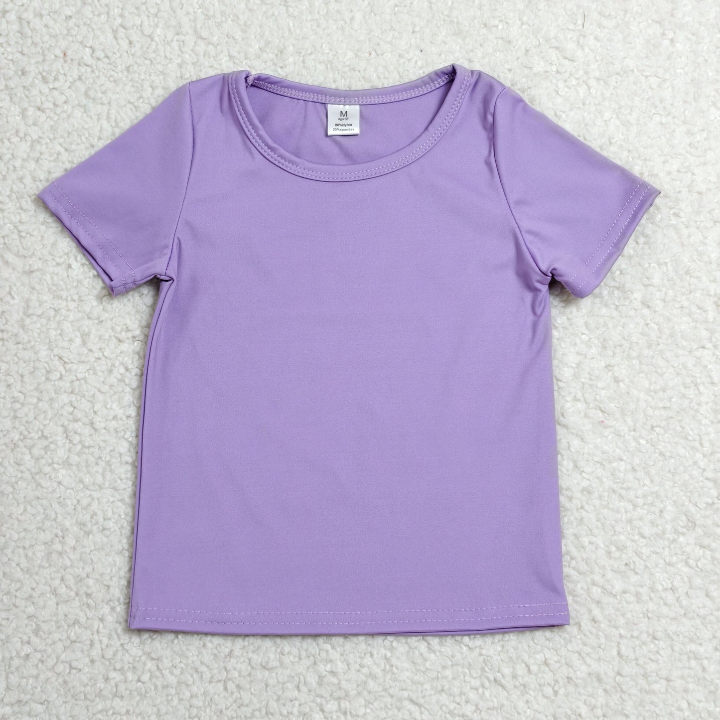 GT1638 Solid Purple Short Sleeve Girls Yoga Tops 202606 RTS