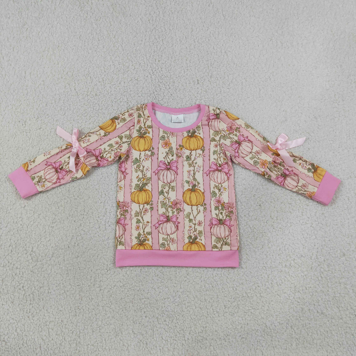 GT1659 Fall Pumpkin Bows Kids Girls Shirt Top 202609 RTS