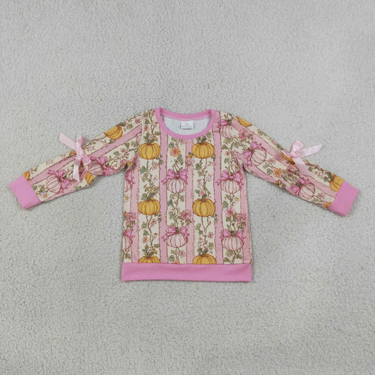 GT1659 Fall Pumpkin Bows Kids Girls Shirt Top 202609 RTS