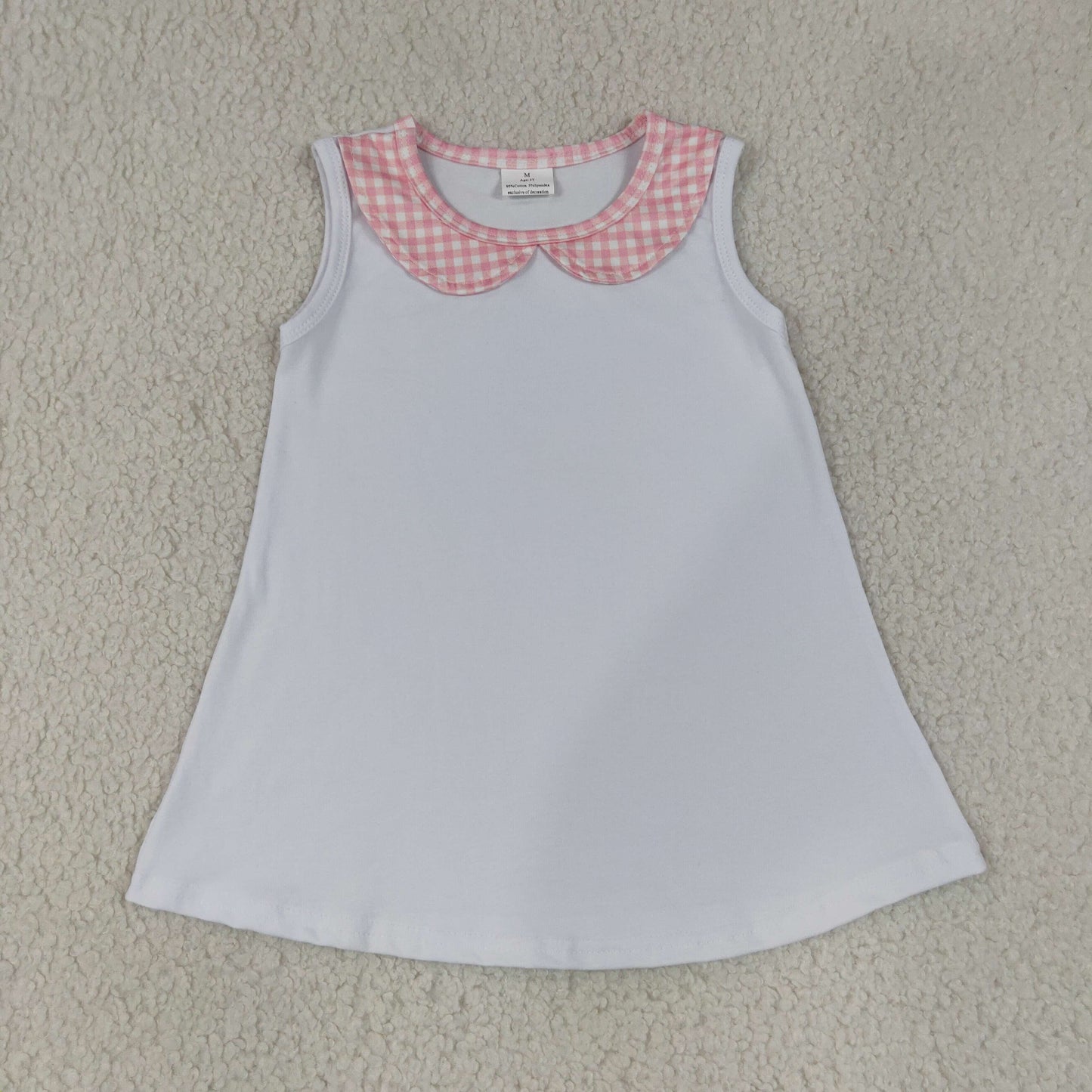 GT1706 Pink Plaid Doll Collar Sleeveless Girls Tops 202607 RTS