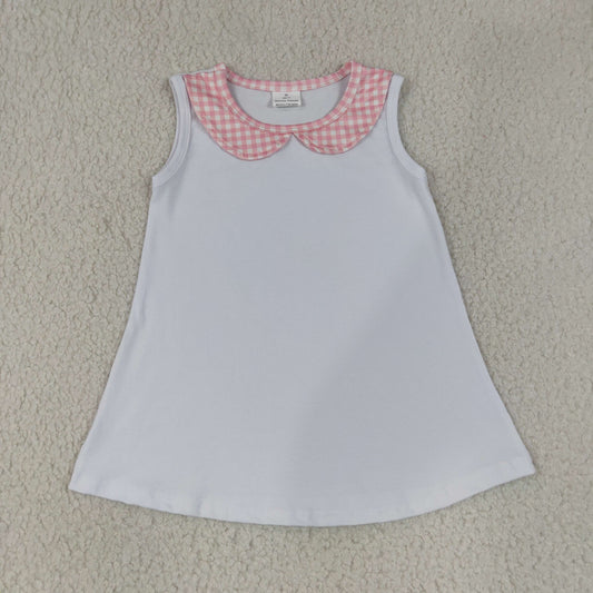 GT1706 Pink Plaid Doll Collar Sleeveless Girls Tops 202607 RTS