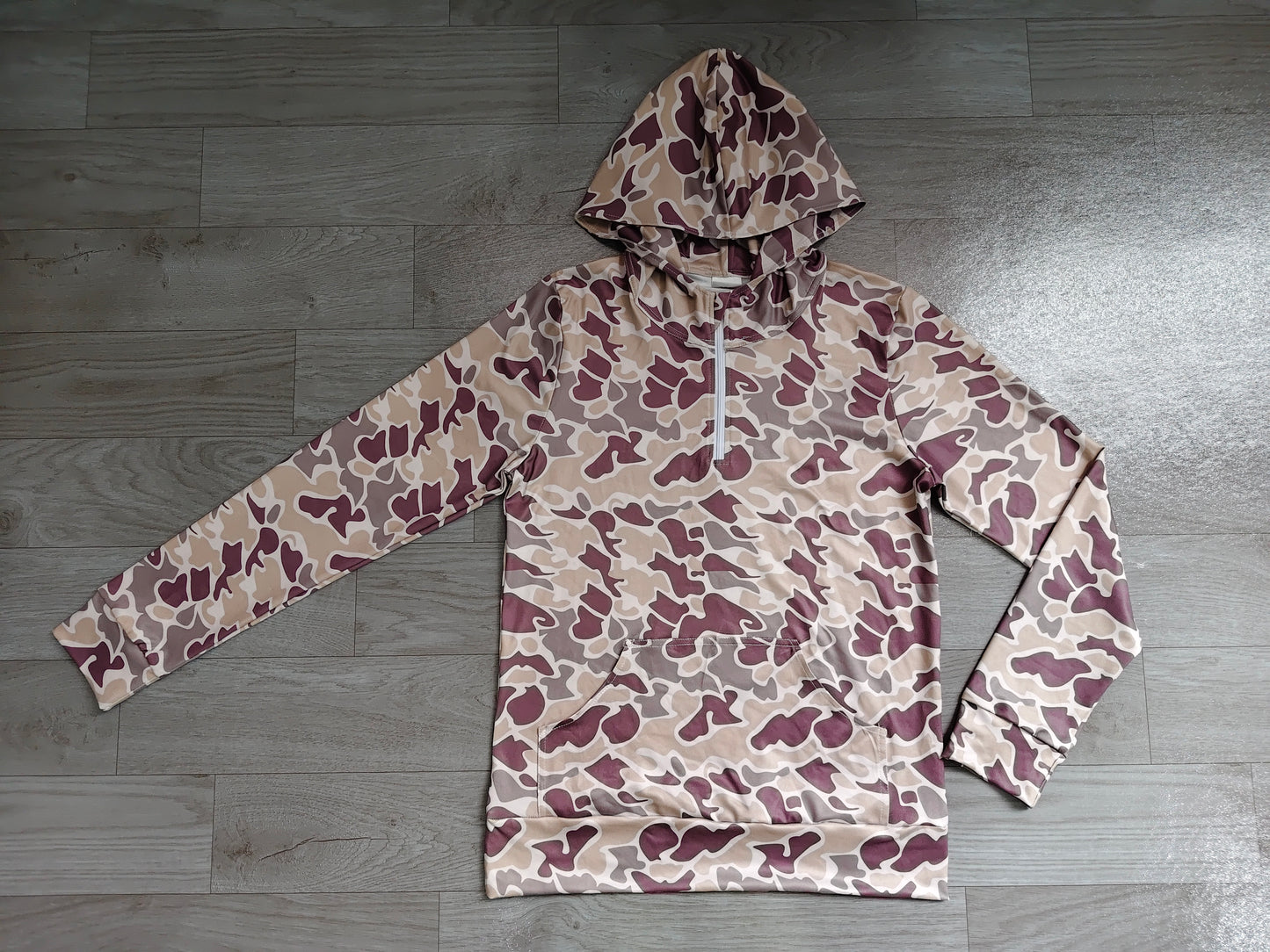 NO MOQ Preorder GT1707 Adult Female Beige Brown Camouflage Hooded Zipper Long Sleeve Top 202606