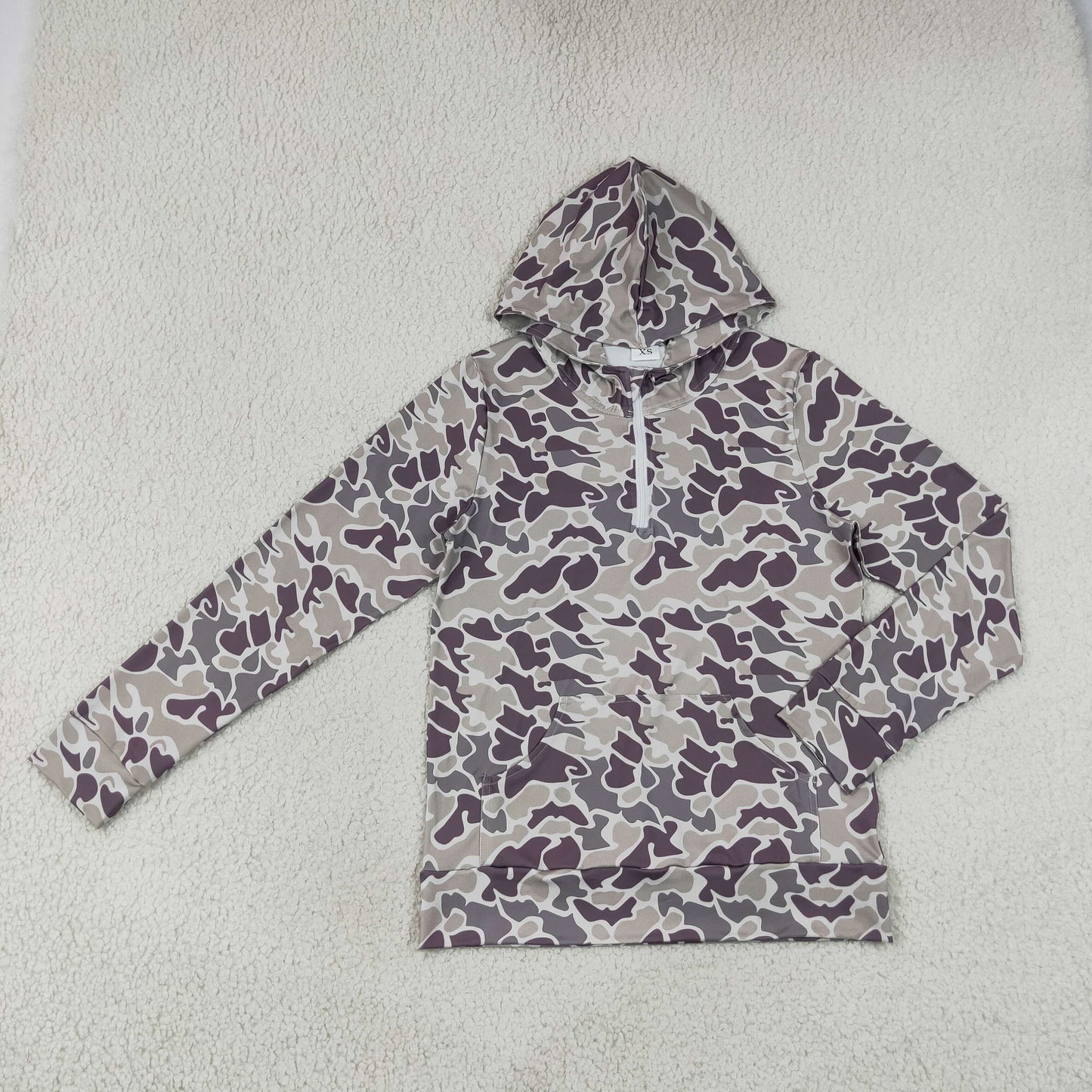 GT1707 Adult Female Beige Brown Camouflage Hooded Zipper Long Sleeve Top 202607 RTS