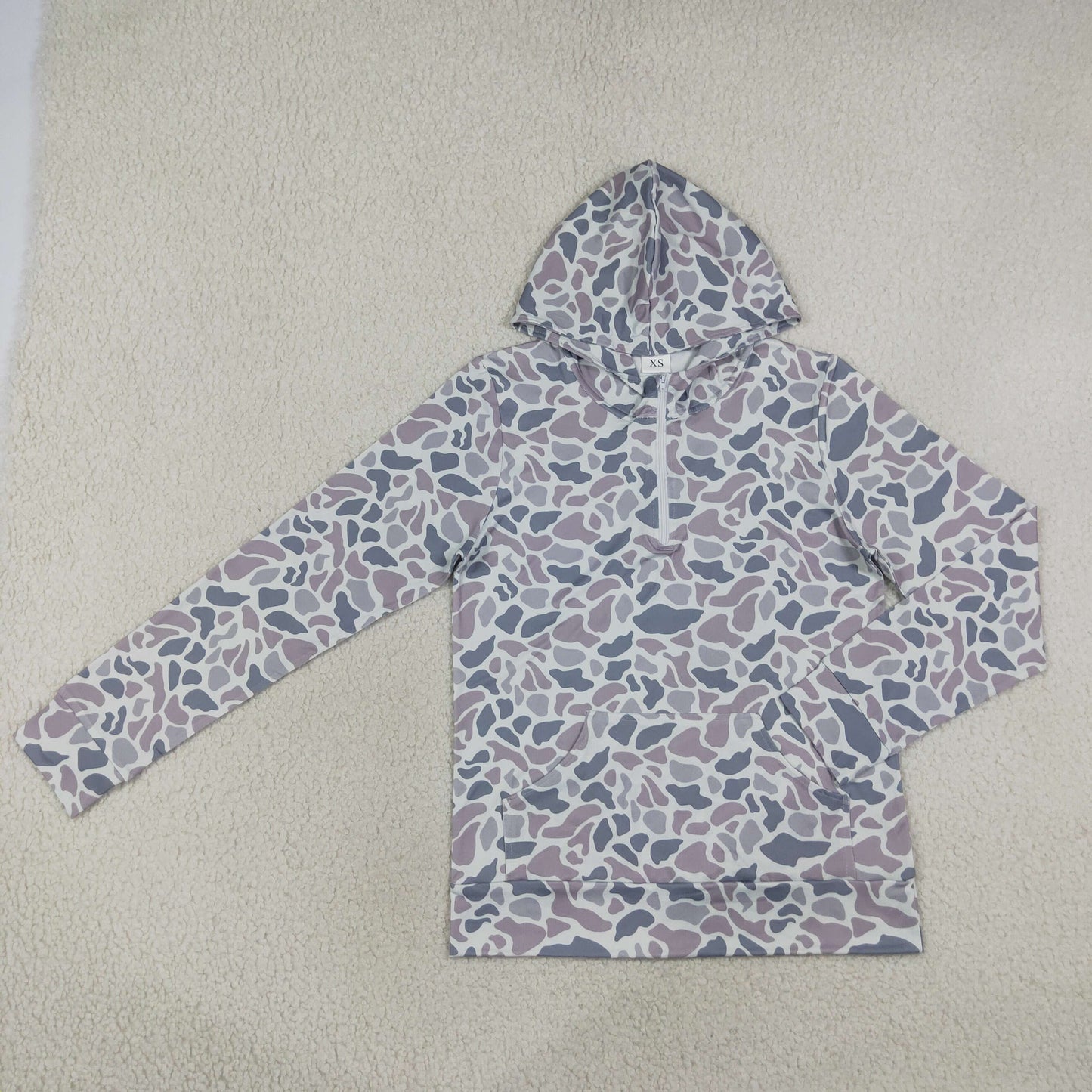 GT1708 Adult Female Gray Blue Camouflage Hooded Zipper Long Sleeve Top 202607 RTS