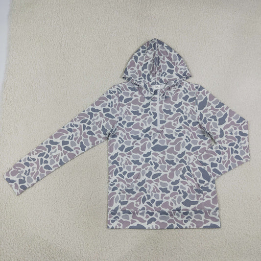 GT1708 Adult Female Gray Blue Camouflage Hooded Zipper Long Sleeve Top 202607 RTS