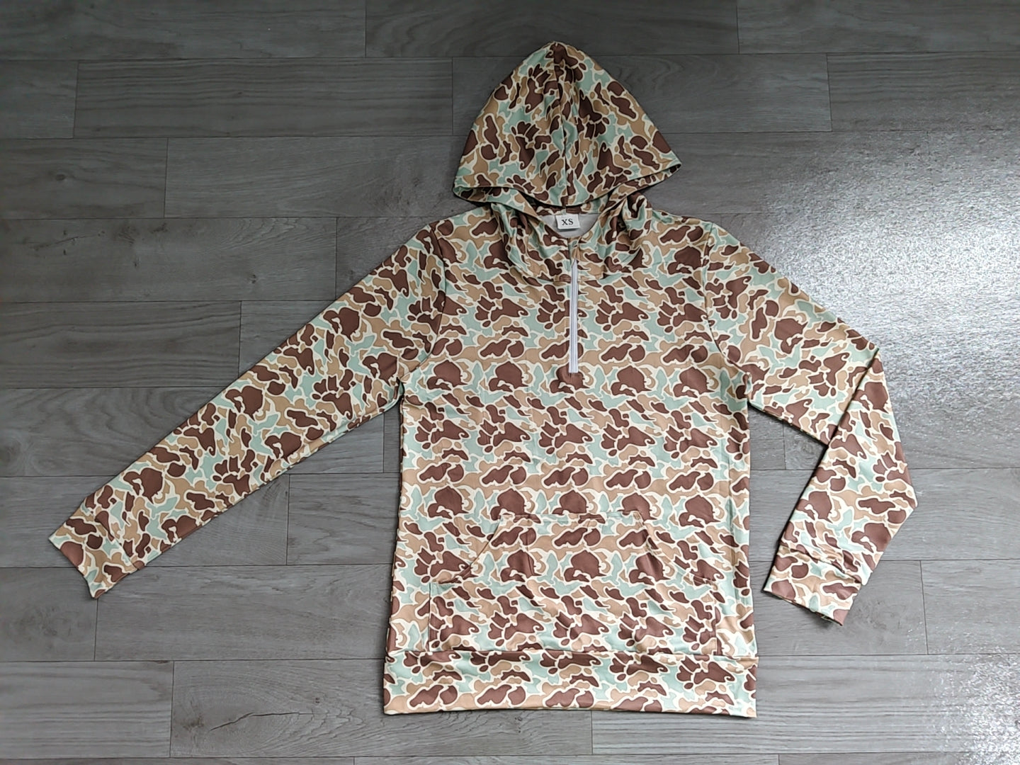 NO MOQ Preorder GT1709 Adult Female Green Brown Camouflage Hooded Zipper Long Sleeve Top 202606