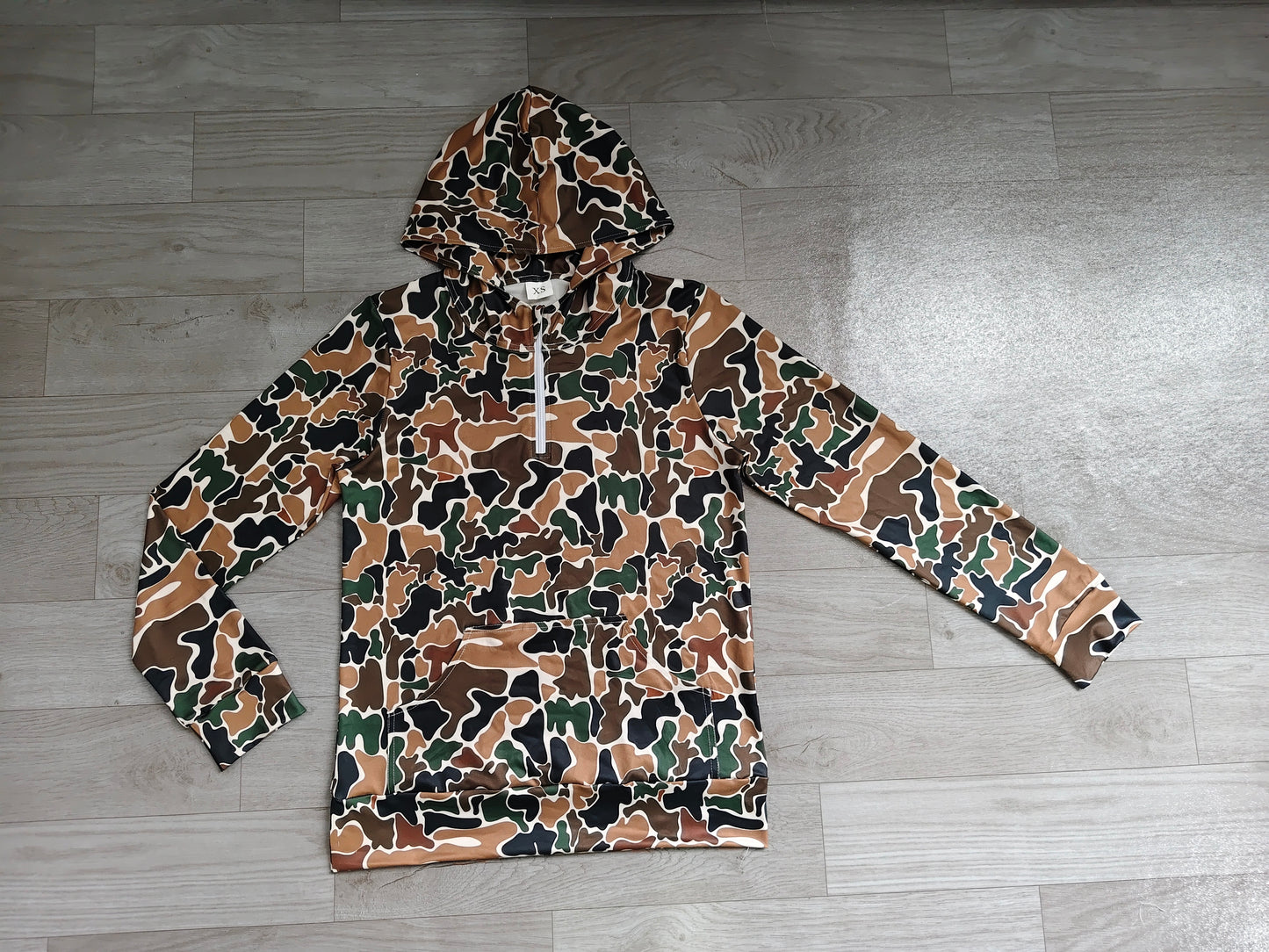 NO MOQ Preorder GT1710 Adult Female Brown Green Camouflage Hooded Zipper Long Sleeve Top 202606