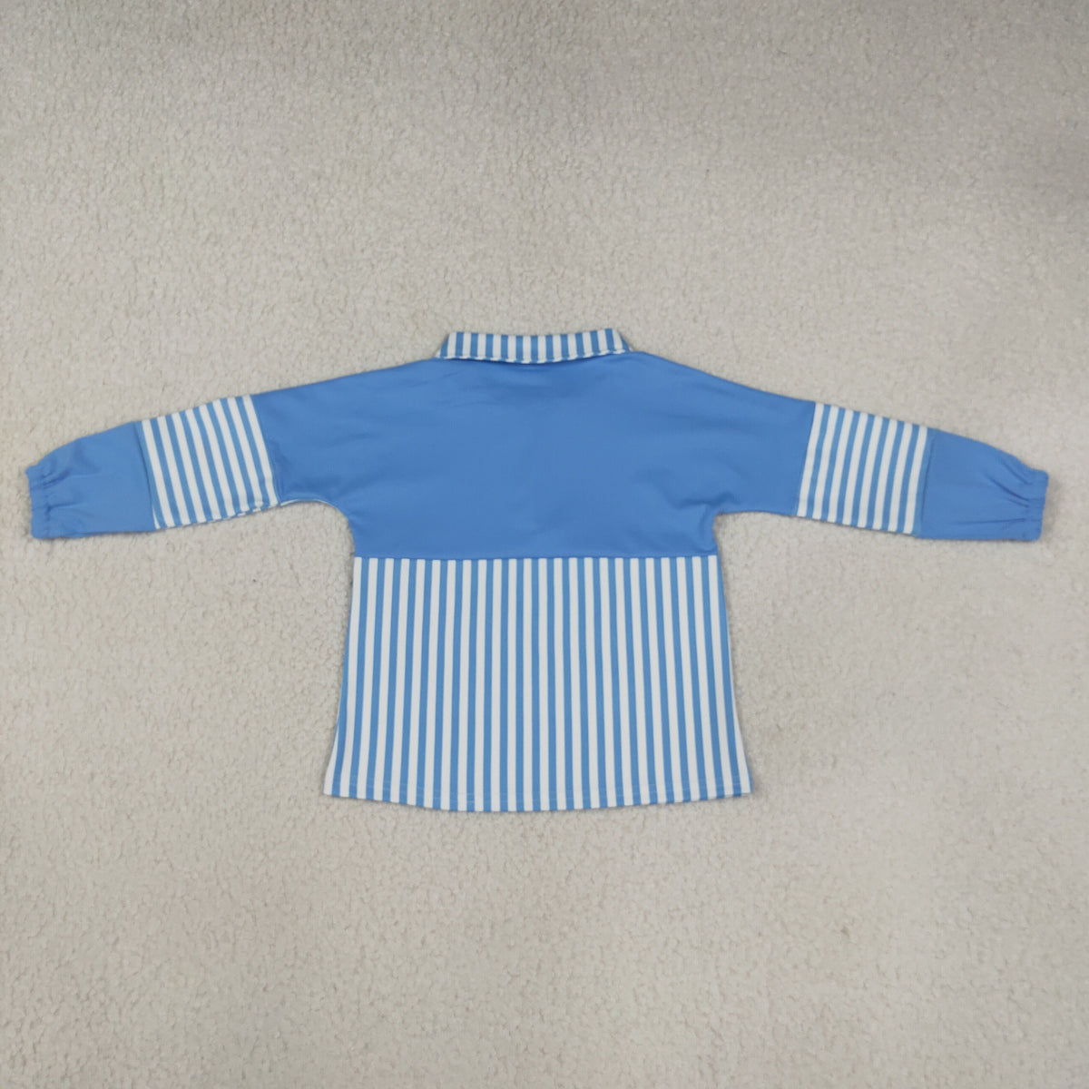 GT1716 Sky Blue Stripe Yoga Zipper Polo Pullover Kids Girls Shirt Top