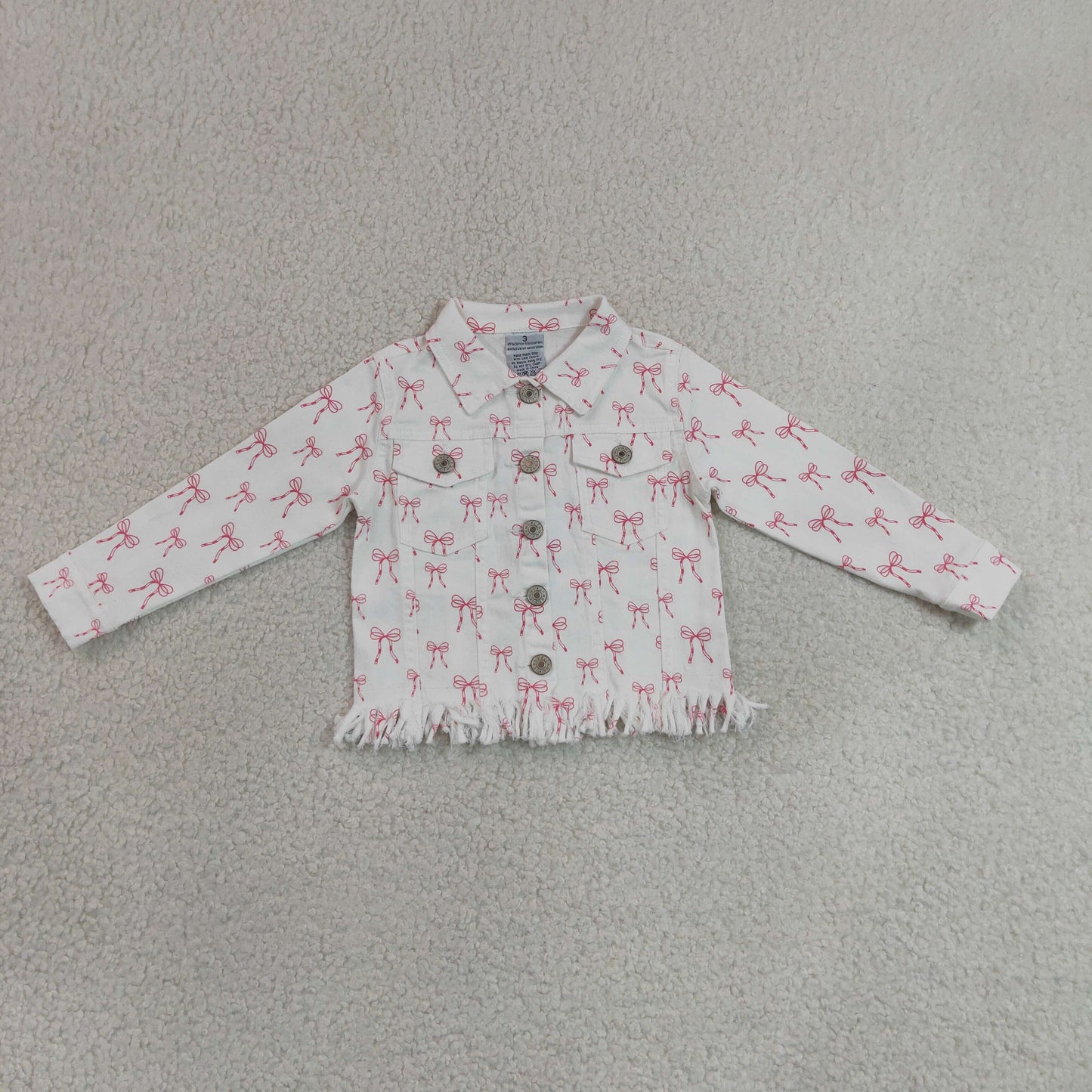 GT1729 Pink Bows White Girls Denim Jacket