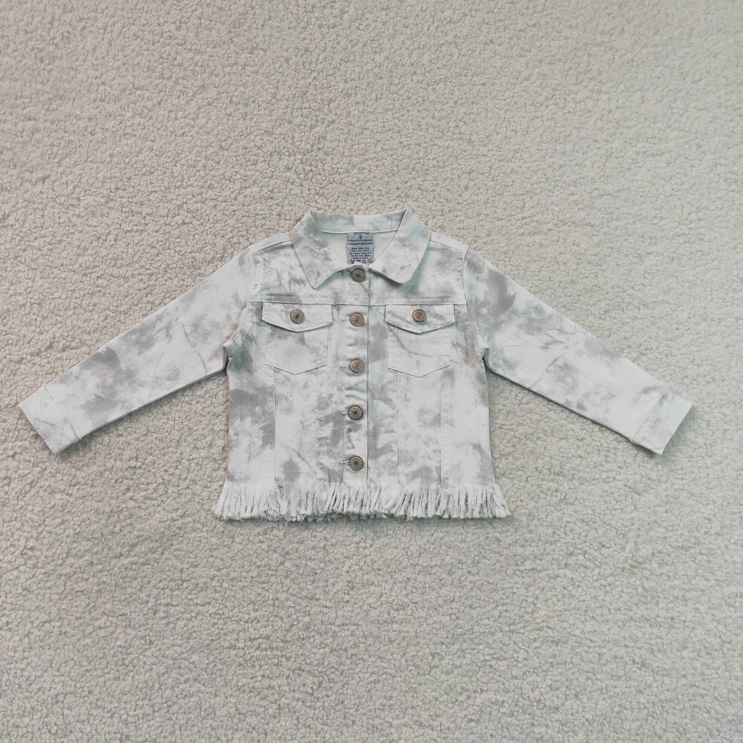GT1752 Off-White Long Sleeve Boy & Girl Denim Jacket with Fringe 202607 RTS