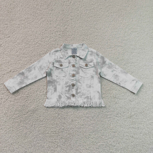 GT1752 Off-White Long Sleeve Boy & Girl Denim Jacket with Fringe 202607 RTS
