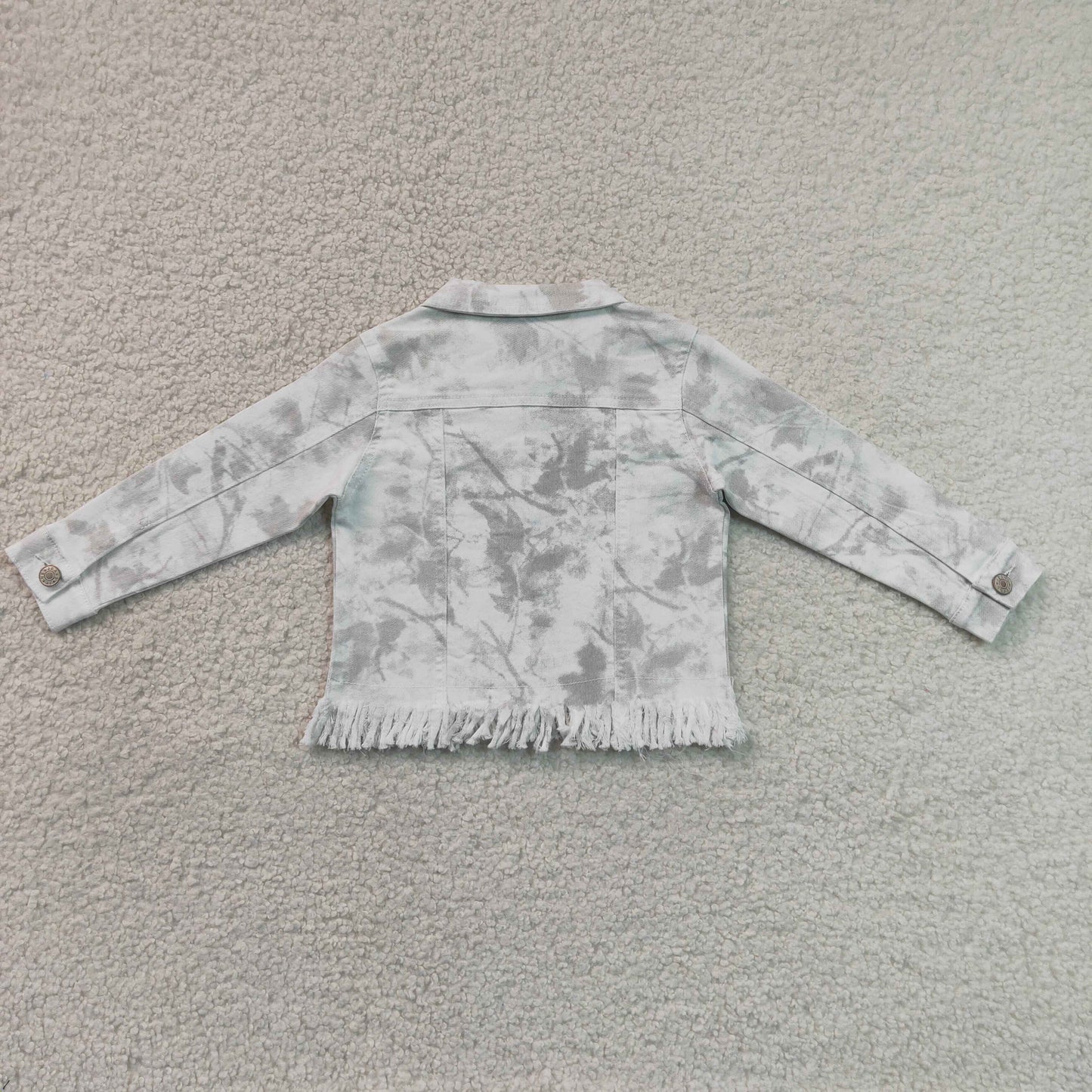 GT1752 Off-White Long Sleeve Boy & Girl Denim Jacket with Fringe 202607 RTS