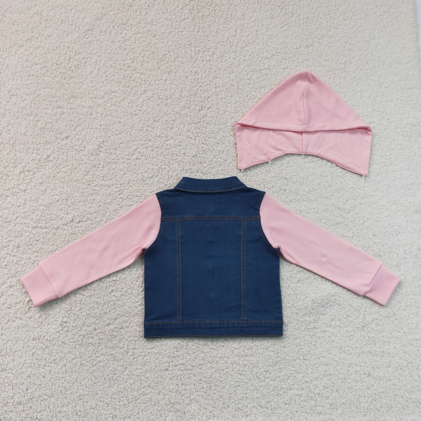 GT1754 Pink Hooded Pocket Blue Long Sleeve Boy & Girl Denim Jacket 202607 RTS