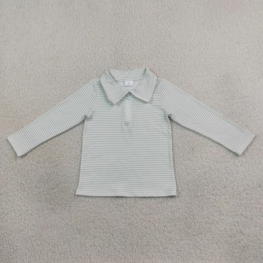 GT1755 Light Blue Stripe Kids Girls Zipper Pullover