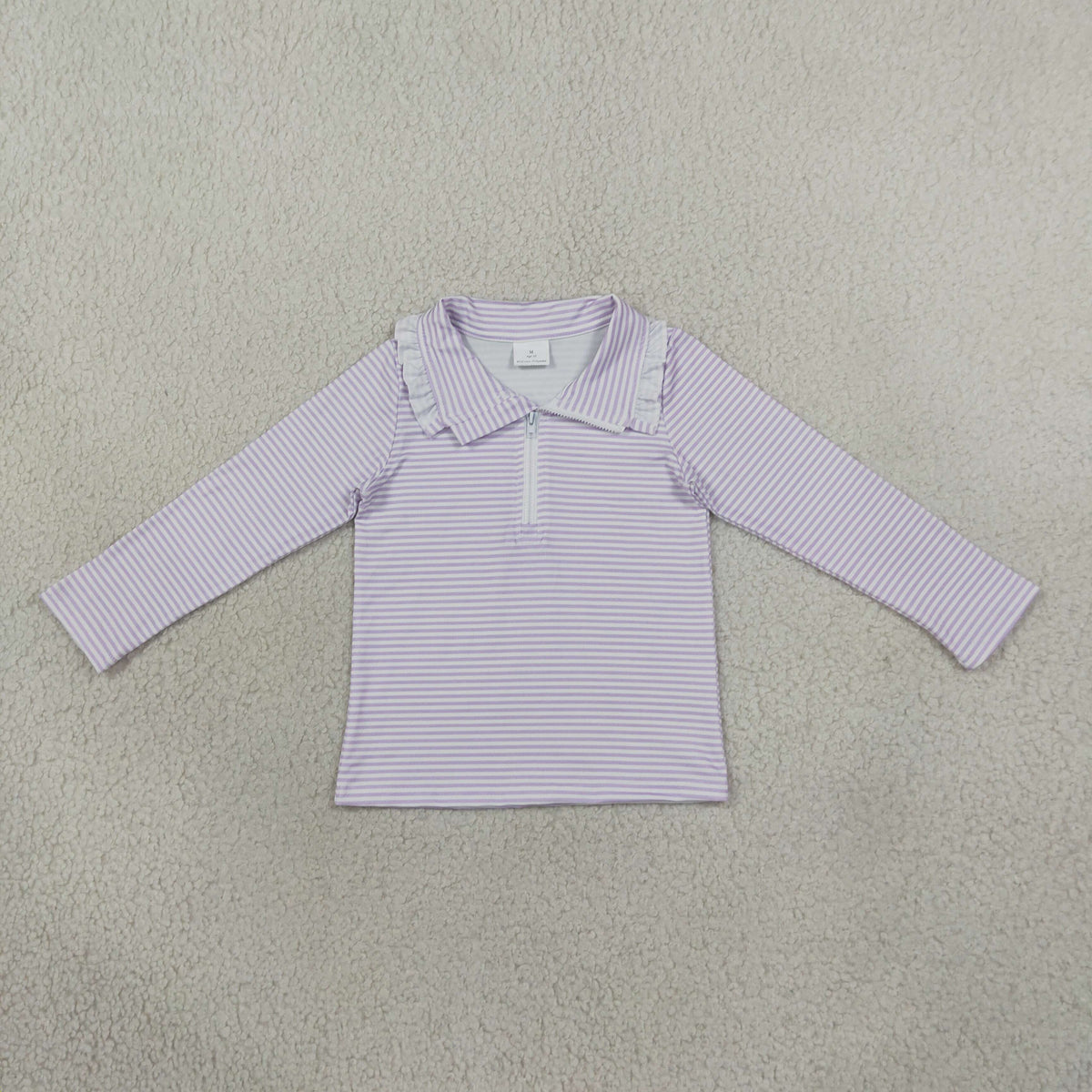 GT1758 Light Purple Stripe Kids Girls Zipper Pullover