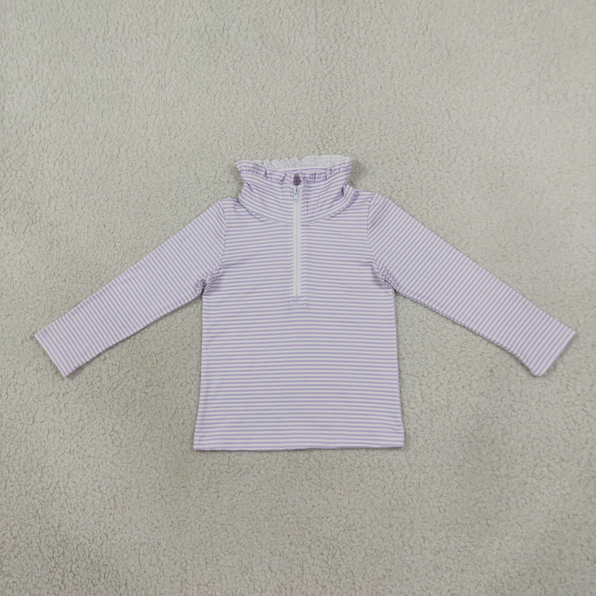 GT1758 Light Purple Stripe Kids Girls Zipper Pullover