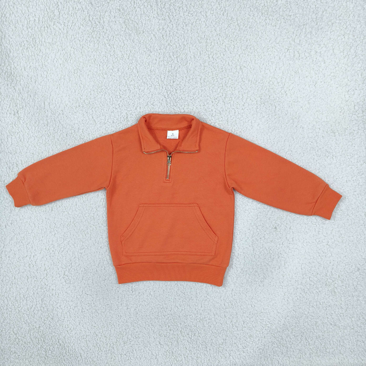 GT1765 Thick Sweatshirts Solid Color Orange Zipper Kids Girls Pullover