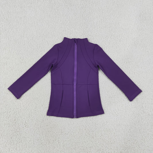 GT1803 Purple Zipper Yoga Kids Girls Coat