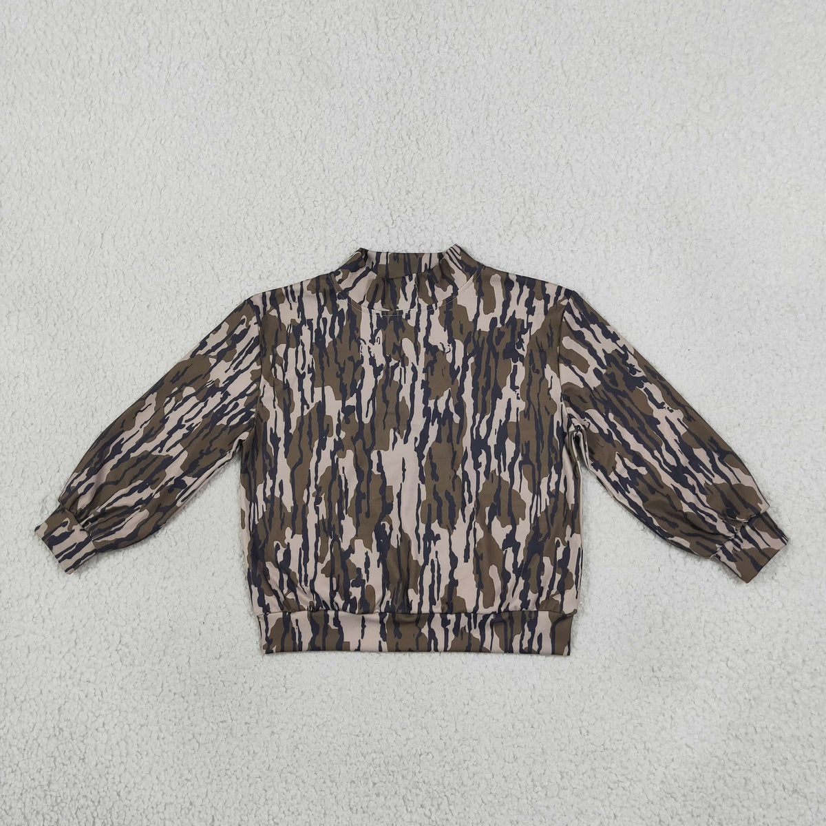 GT1810 Hunting Camo Middle Neckline Yoga Pullover Kids Girls Shirt Top
