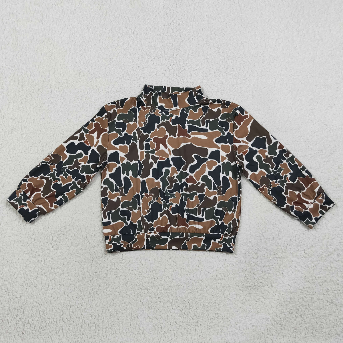 GT1812 Hunting Camo Middle Neckline Yoga Pullover Kids Girls Shirt Top