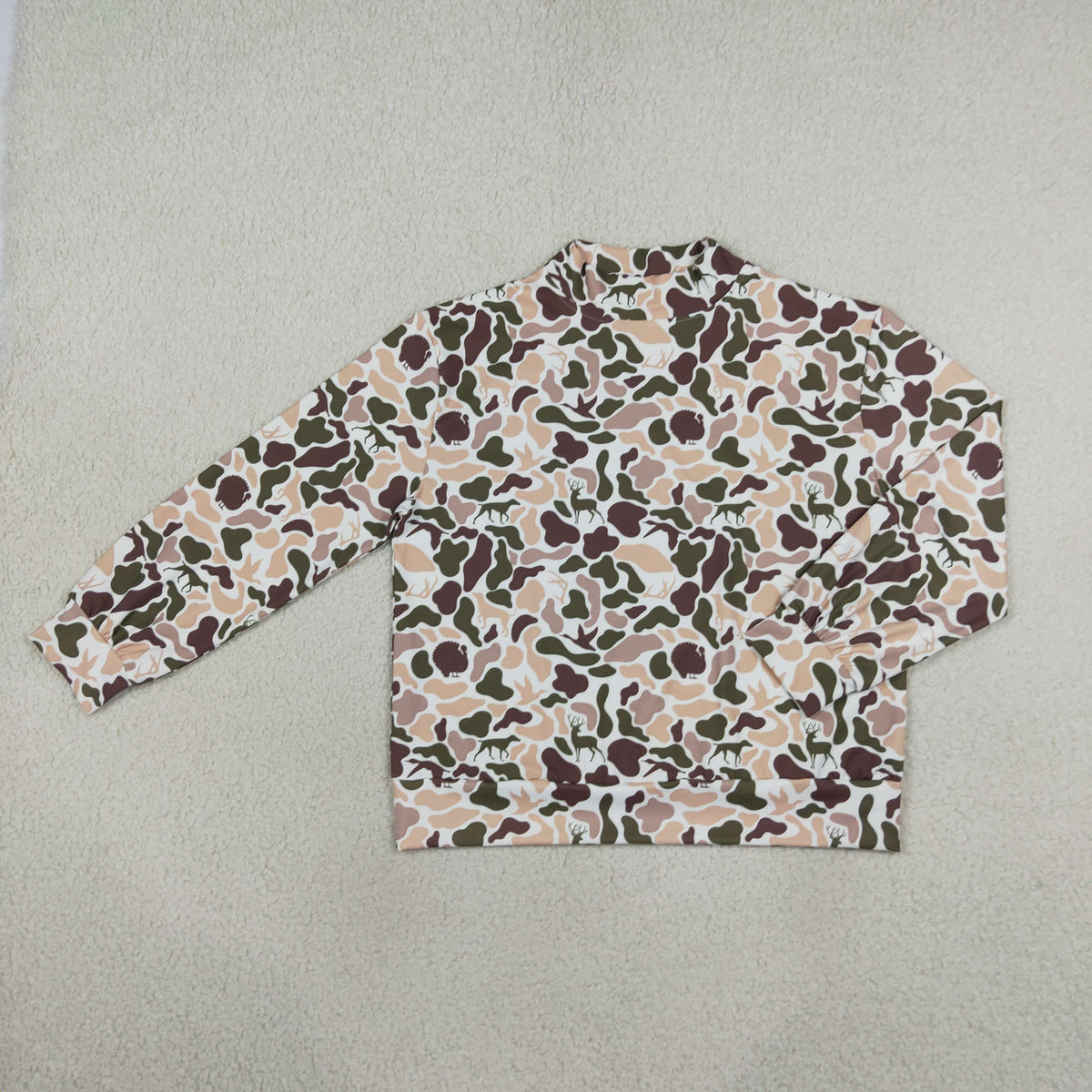 GT1818 Fashion Hunting Camo Middle Neckline Yoga Adult Women's Shirt Pullover
