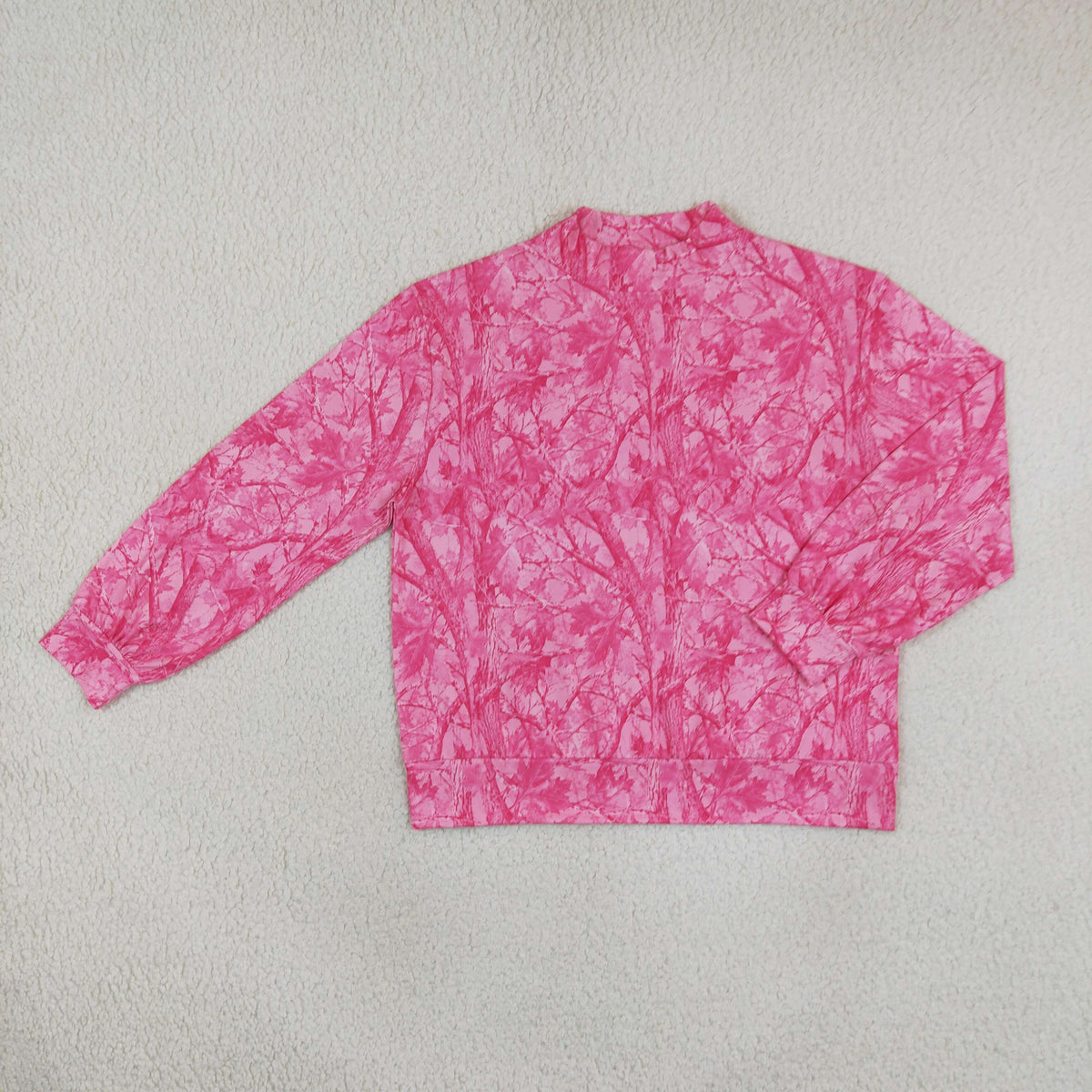 GT1824 Hunting Camo Leaves Rose Red Middle Neckline Women Adult's Shirt Pullover