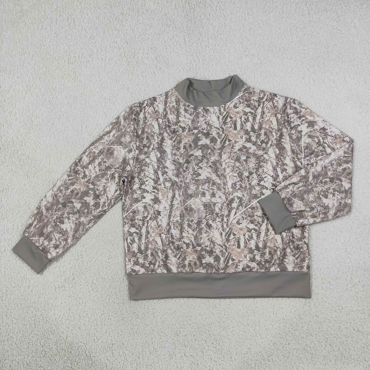 GT1883 Fashion Camo Leaves Middle Neckline Women Sweatshirt Yoga Adult's Shirt Pullover