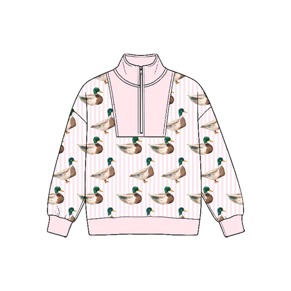 MOQ 5pcs GLP3756 pre-order  toddler girl clothes mallard ducks girl winter zipper set 2026.8.25
