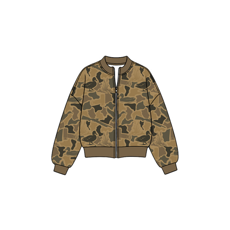 MOQ 5pcs GT1885 pre-order  toddler girl clothes camo print girl fall winter yoga top sports jacket