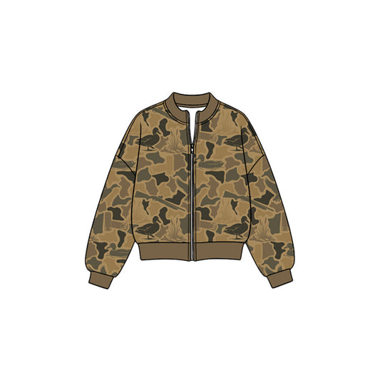 MOQ 5pcs GT1885 pre-order  toddler girl clothes camo print girl fall winter yoga top sports jacket