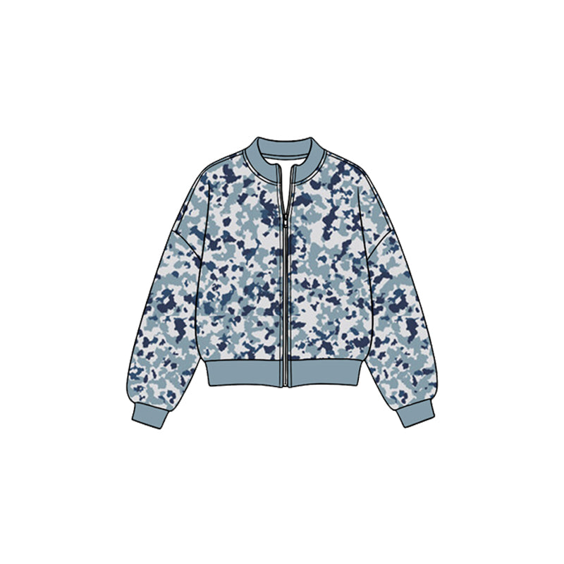 MOQ 5pcs GT1887 pre-order  toddler girl clothes camo print girl fall winter yoga top sports jacket