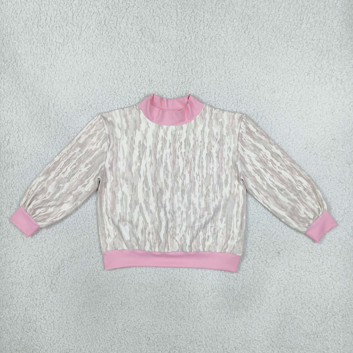 GT1889 Hunting Camo Pink Mockneck Yoga Kids Girls Shirt Top