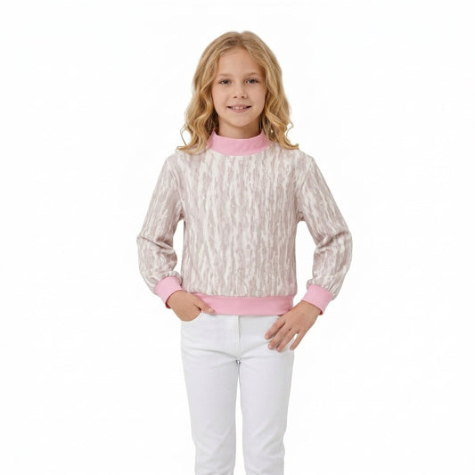 GT1889 Hunting Camo Pink Mockneck Yoga Kids Girls Shirt Top