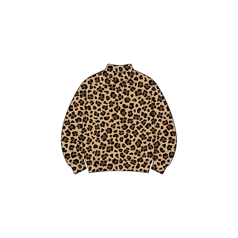 Preorder MOQ 5 pcs Each Style Fashion Leopard Print Middle Neckline Kids Girls Long Sleeves Shirt Yoga Top 202609