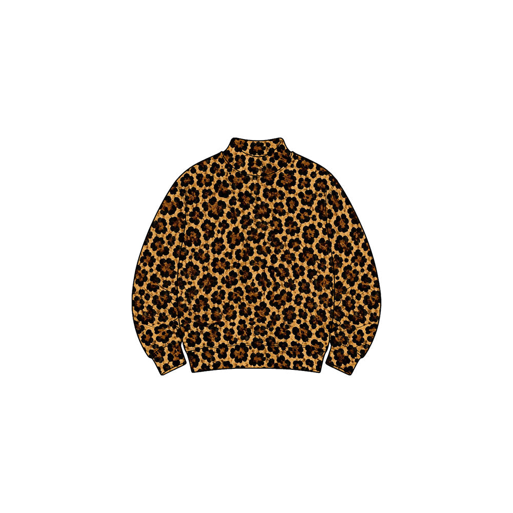 Preorder MOQ 5 pcs Each Style Fashion Leopard Print Middle Neckline Kids Girls Long Sleeves Shirt Yoga Top 202609