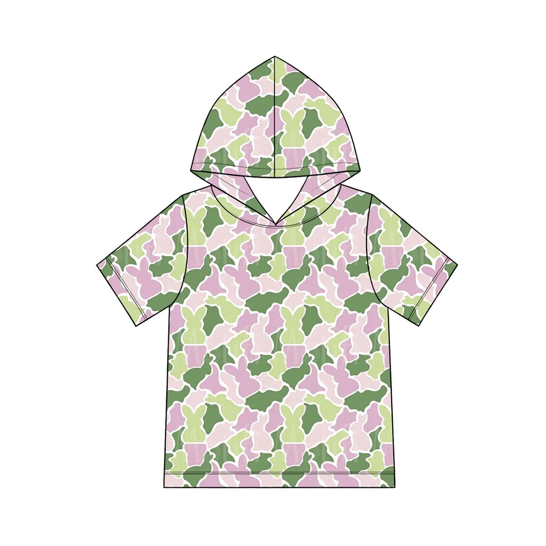 Preorder MOQ 5 pcs 202609 Each Style Easter Bunny Camo Hoodies Pullover Shirt Kids Matching Clothes
